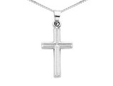 14K White Gold Cross Pendant Necklace with Chain